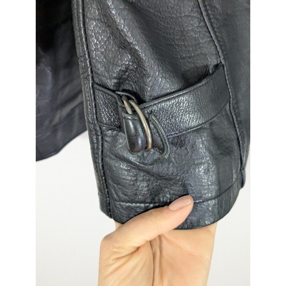 Vintage Wilsons Leather Men's M Motorcycle Jacket Black Leather Cafe Racer Zip - Picture 12 of 16